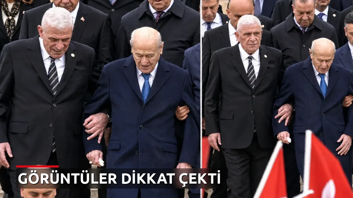 Anıtkabir'de dikkat çeken an: Bahçeli'ye Dervişoğlu yardım eli uzattı