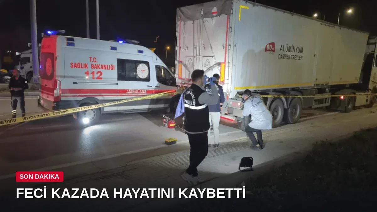 Emniyet şeridindeki TIR'a çarpan motosiklet sürücüsü kurtarılamadı
