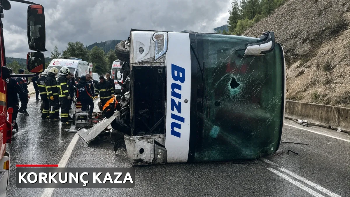 Isparta-Antalya yolunda korkunç kaza: Yolcu otobüsü devrildi, 1 ölü 7 yaralı