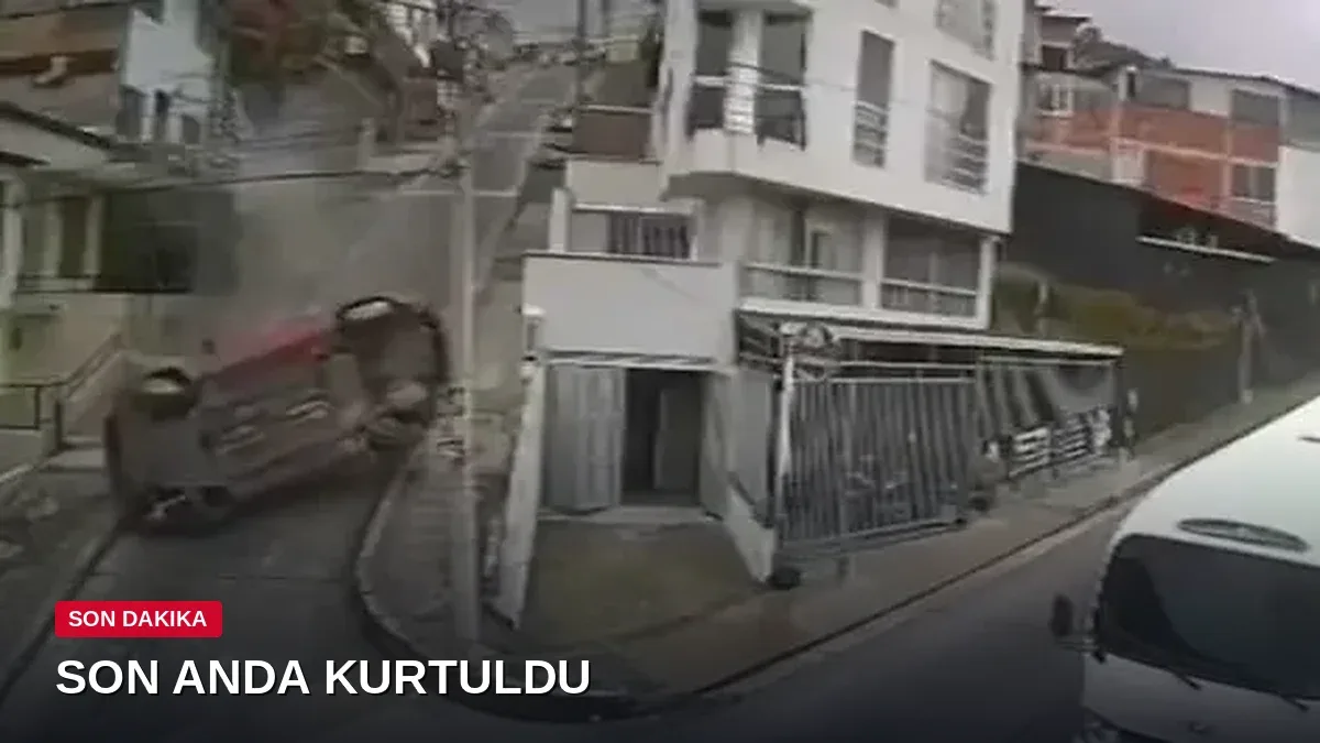 Kolombiya'da kontrolden çıkan otomobil dik yokuştan taklalar atarak yuvarlandı