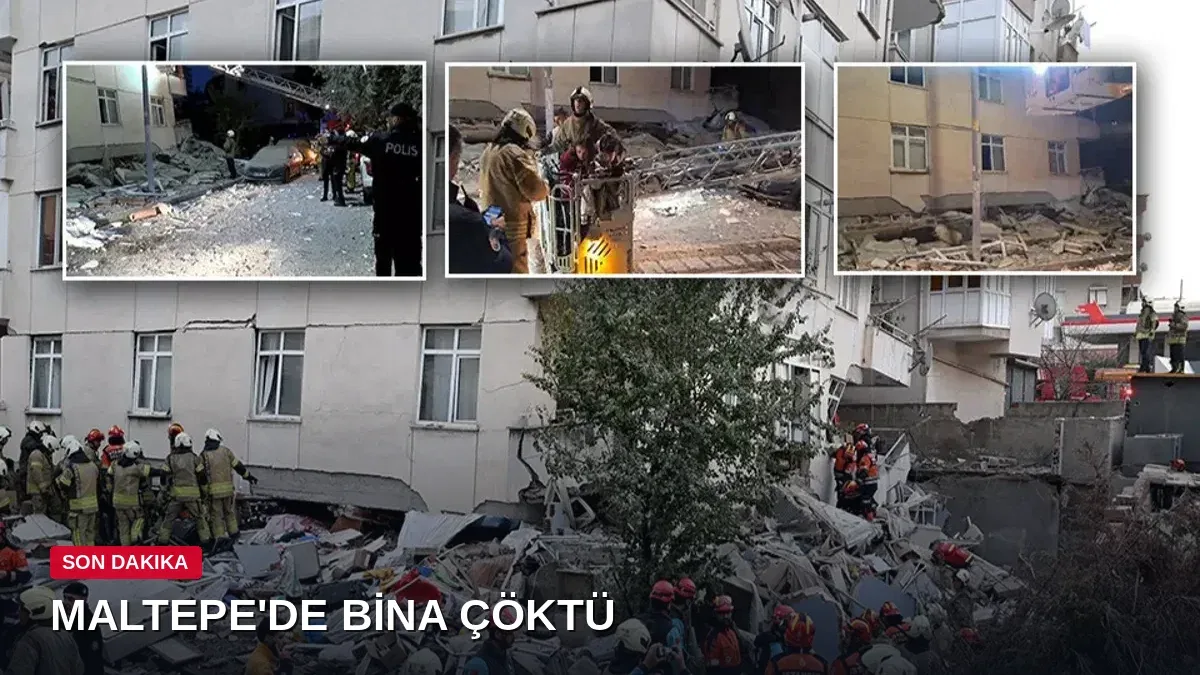Maltepe'de 7 katlı binanın 3 katı çöktü: 2 can kaybı, arama kurtarma sürüyor