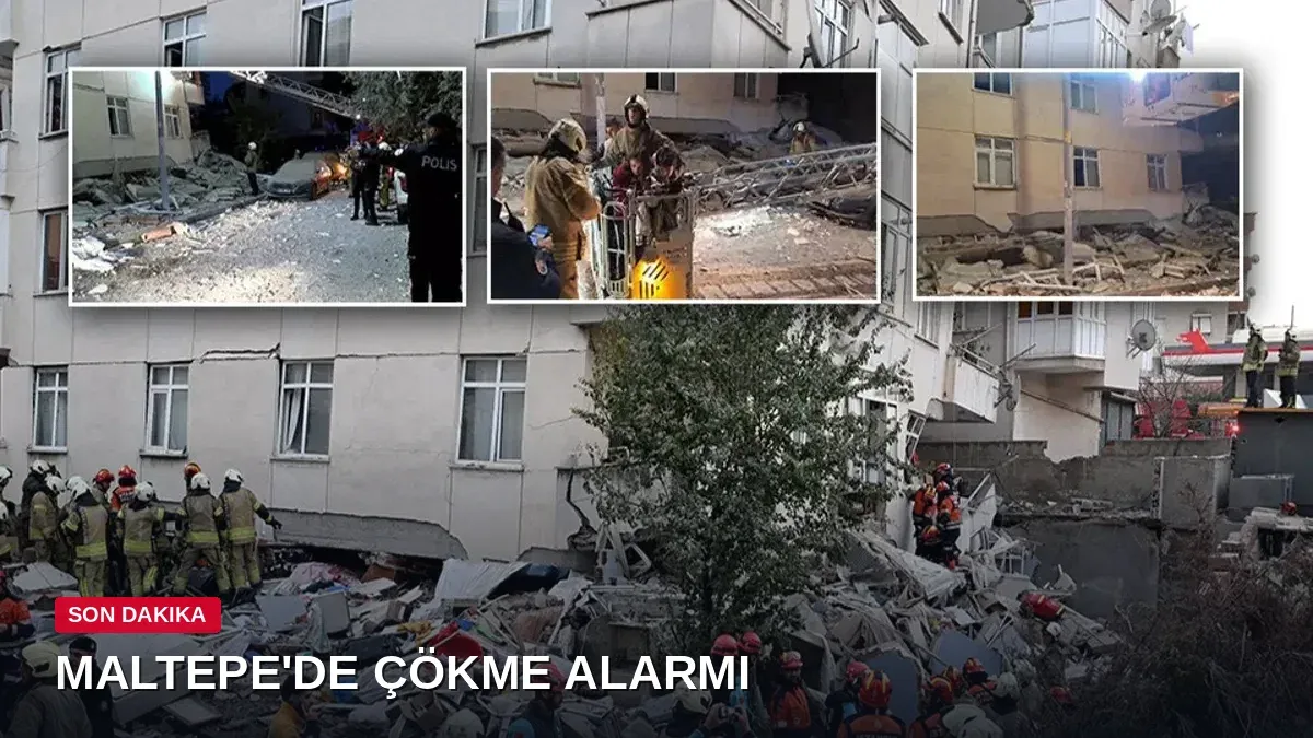 Maltepe'de 7 katlı binanın 3 katı çöktü: Enkazda mahsur kalanlar var