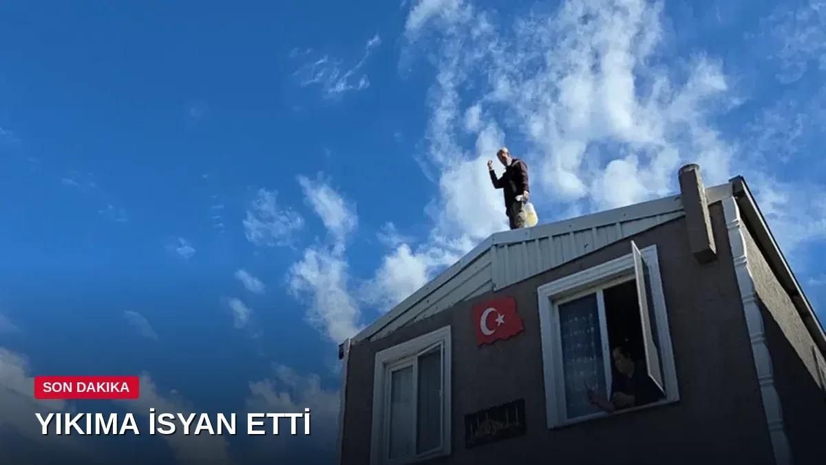 Mudanya'da yürekler ağıza geldi: Yıkım kararına karşı çatıya benzin bidonuyla çıktı