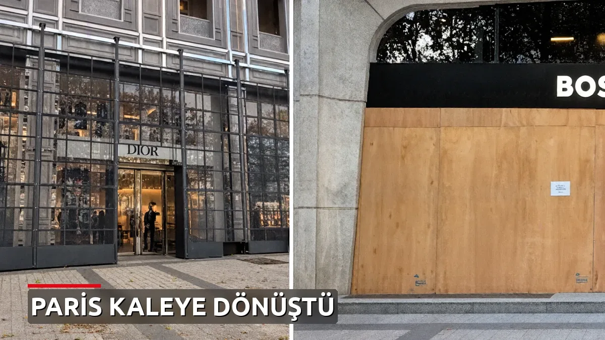 Paris'te Markalar Vitrinlerini Ahşap Panellerle Kapattı: Protesto Öncesi Şehir Adeta Kaleye Dönüşüyor