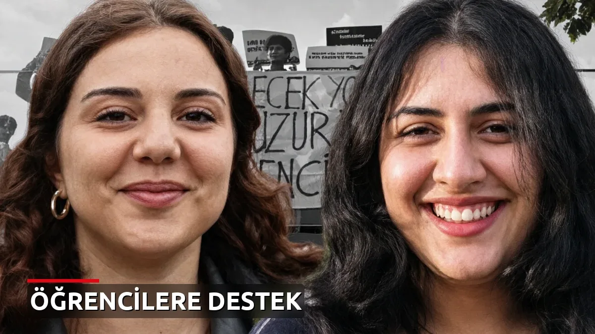 Üniversite kampüsünde tutuklanan öğrenciler için pankart eylemi: Aynı pankartı asarak seslendiler
